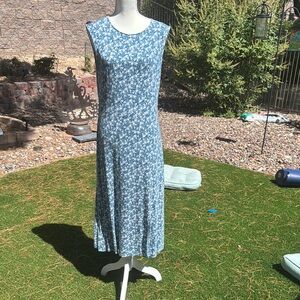 LOFT Blue and White Floral Midi Dress